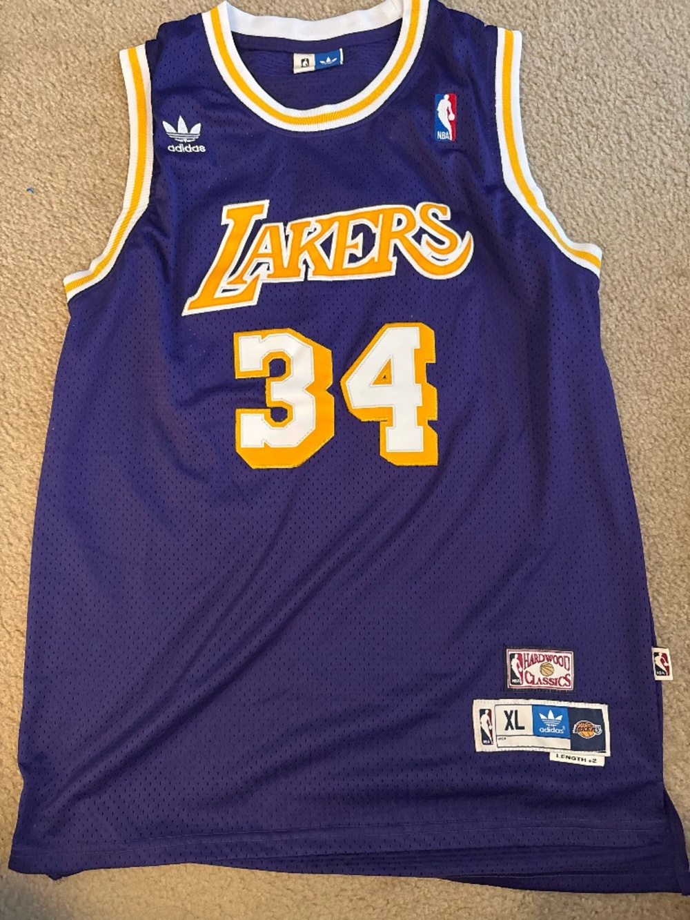 NBA Adidas Los Angeles Lakers Shaquille O'Neal jersey